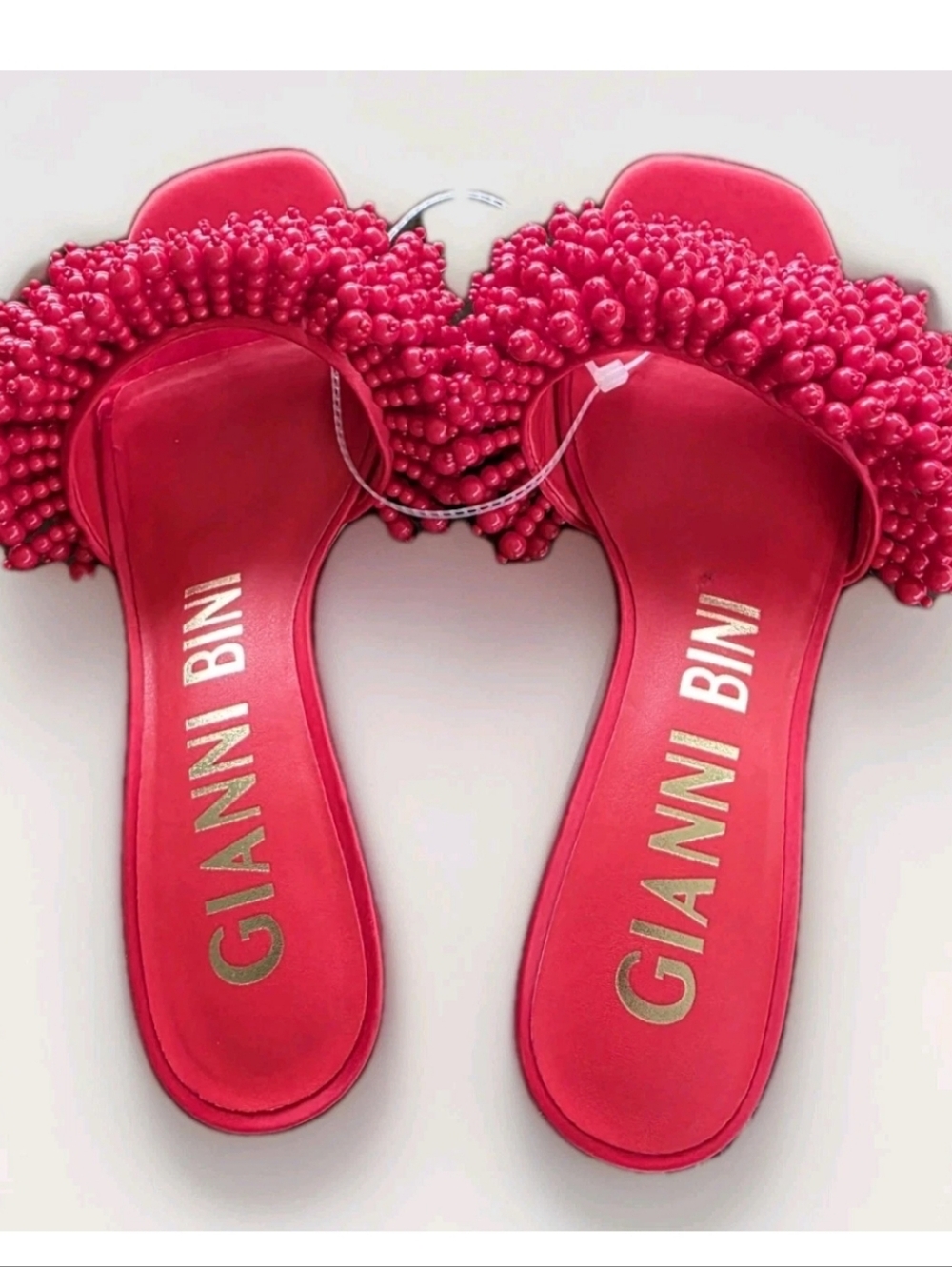 Gianni Bini Lonzo Beaded Square Toe Slide Sandals Red Sz 9 NWOB - Picture 7 of 12
